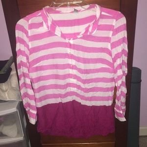 Pink and white striped button down shirt